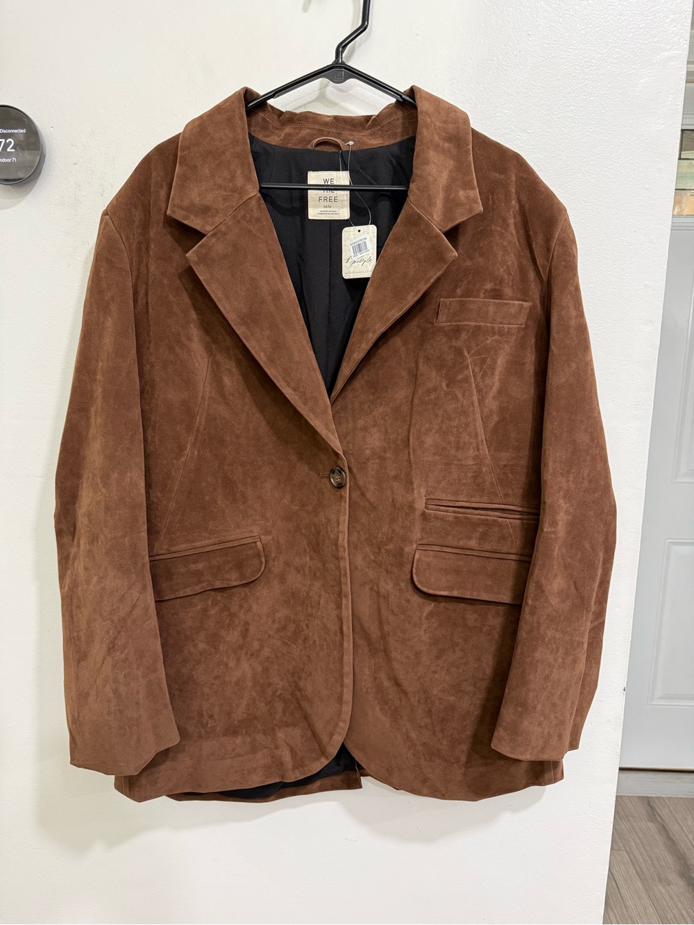 NWT Free People Paper Cut Faux Suede Blazer BROWN BEAR SZ L - Picture 4 of 10